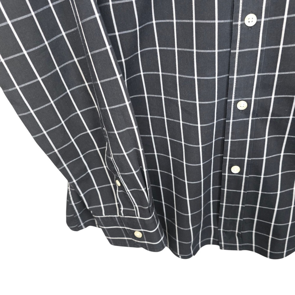 Chaps Shirt Mens Medium Black Button Down Checkered Stretch Easy Care Casual - Picture 2 of 8